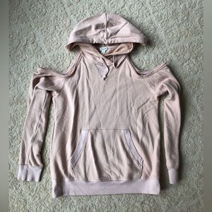 Women's Pink Cold Shoulder Hoodie